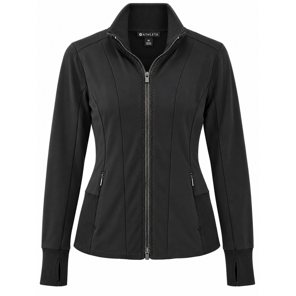 Athleta Shanti Powervita Track Jacket Stand-Up Collar | Black| M